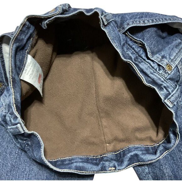 Wrangler Denim Fleece-Lined Carpenter Jeans Sz 32 x 30 Work Winter Dark Rinse - Picture 4 of 5